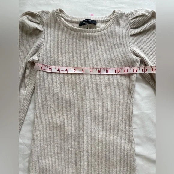 BERSHKA Women Ribbed Cream Bodycon dress - Picture 7 of 7